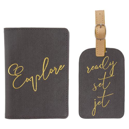 Passport Holder and Luggage Tag Set