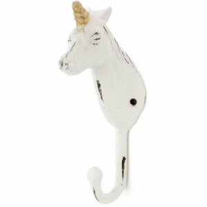Hook Cast Iron White Unicorn