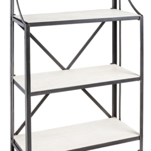 Metal Framed Triple Wood Shelf