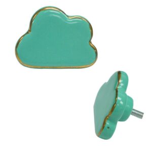 Gold-Lined Ceramic Cloud Pull Knob