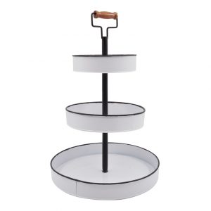 3-Tier Round Stand in white enamel