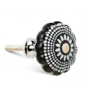 Black and White Drawer Pull Knob ceramic