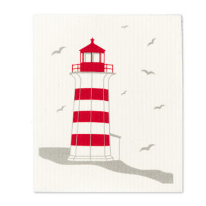 Lighthouse on White Swedish Dishcloth