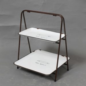 Two-Level Metal Tray Stand white