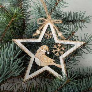 Wooden Star Snowflake Hanging Decoration