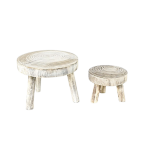White Wash Wooden Stool