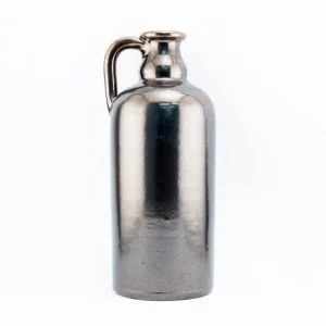 BOTTLE VASE WITH HANDLE -PEWTER