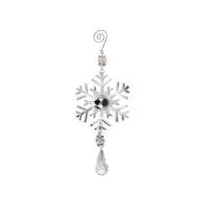 3D SILVER METAL ORNAMENT - SNOWFLAKE WITH BELL
