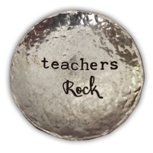 METAL TEACHERS ROCK TRINKET DISH