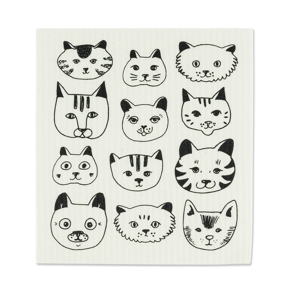 12 Simple Cat Faces Swedish Dishcloths