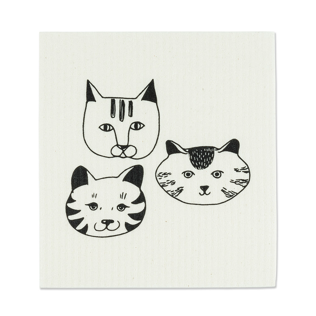 3 Simple Cat Faces Swedish Dishcloths.