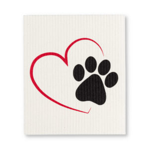 Dog Paw/Heart Swedish Dishcloth