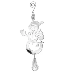Flat Silver Metal Ornament - Snowman