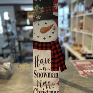 Wood Snowman w/ Scarf Porch Sign
