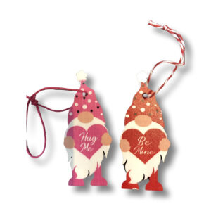 Valentines Day Wooden Gnome ornaments red or pink