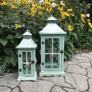 SM Wood/Metal Lantern aqua