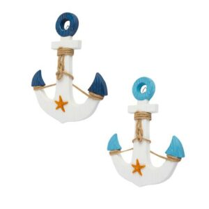 Wooden anchors w/star fish /rope navy white