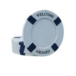 Holder/Coaster set(6) Welcome Aboard