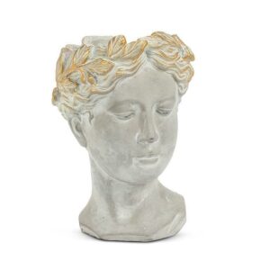 Small Woman Goddess Head Planter Gold Accents
