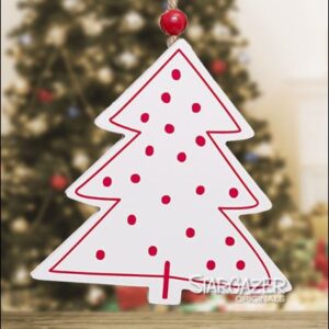 Wood tree with red dots  6"x6"