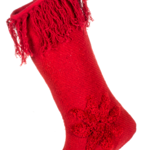 Stocking Poinsettia  red woven tufted