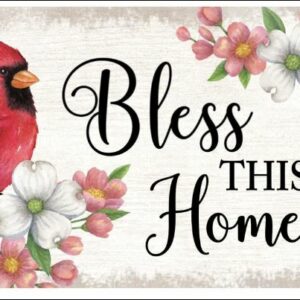 Mini Door Mat Cardinal and Dogwood "Bless This Home"