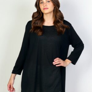 Solid High-Low Long Sleeved Top BLACK OS