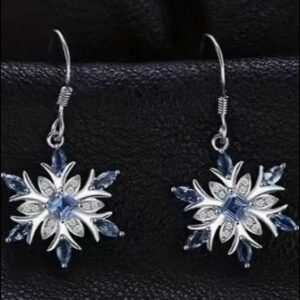 Rhinestone Snowflake girls earrings silver