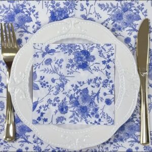Blue white designed dinner napkin