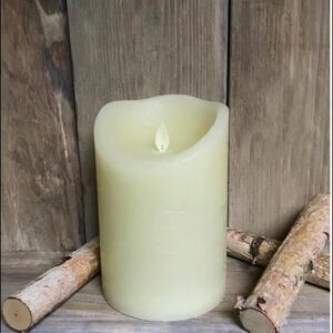 PILLAR CANDLE 4x6" IVORY RUSTIC FINISH LED FLAME