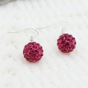 Shamballa Hook earring  fuschia