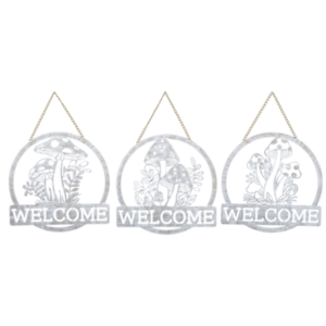 Round Laser Cut Mushroom "Welcome"