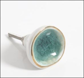 Round teal ceramic door knobs