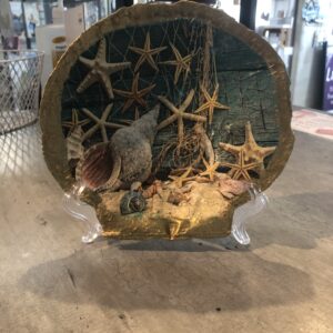 Decoupaged Scallop Shell 2 sided