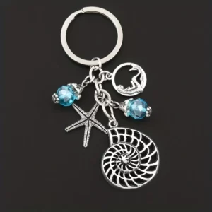 Mermaid, Conch, starfish keychain