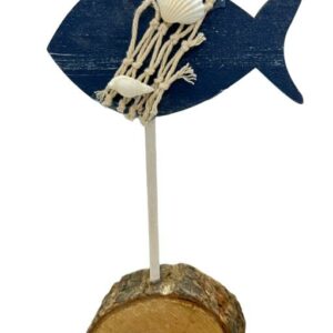 Fish on a stand navy/wood