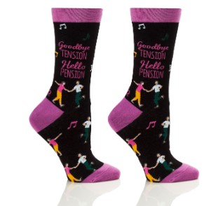 Women's Crew Socks- Goodbye Tension Hello Pension