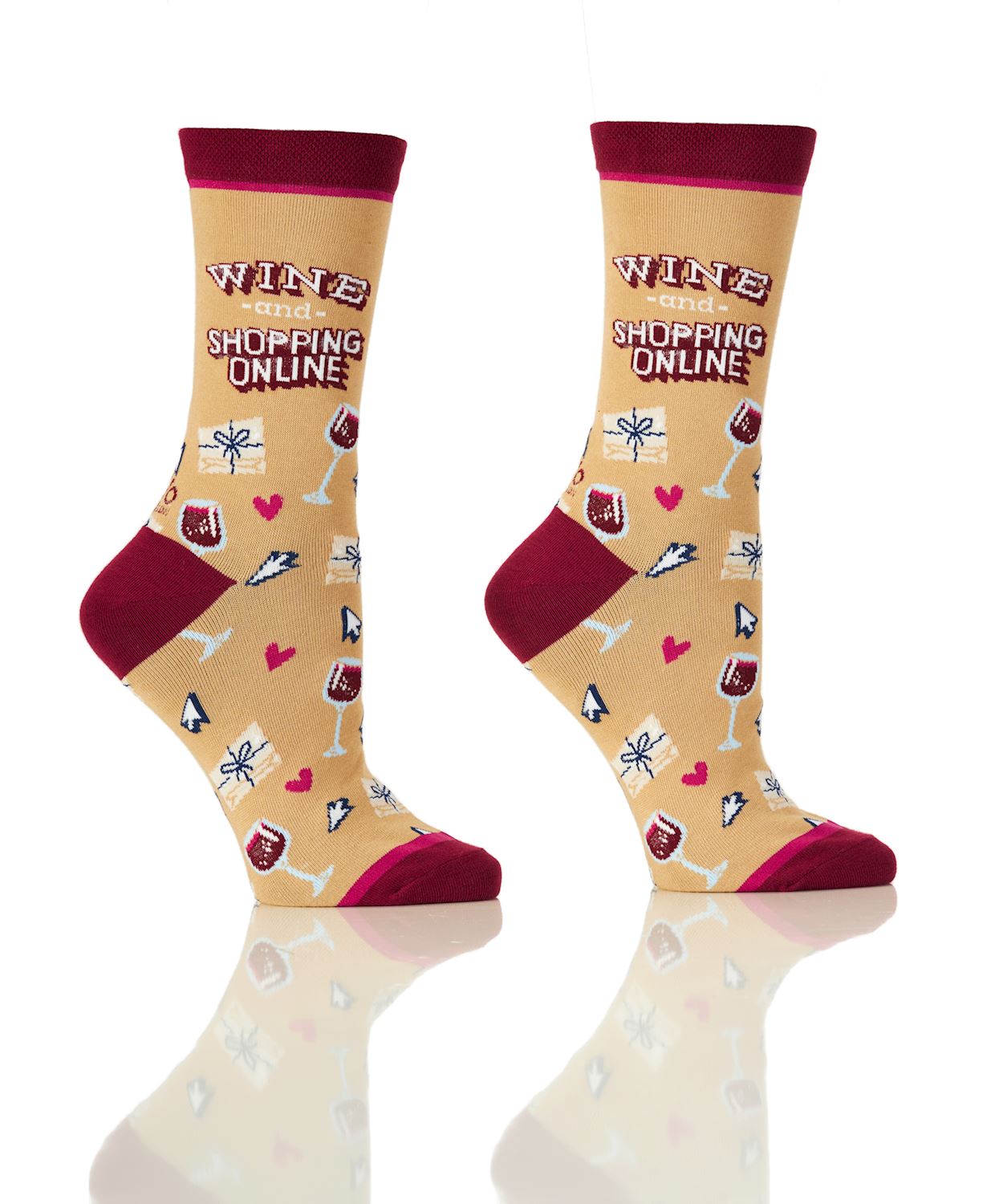 Women's Crew Socks- Wine and Online Shopping