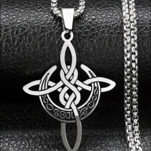 Witch Crescent Moon Knot Pendant Necklace