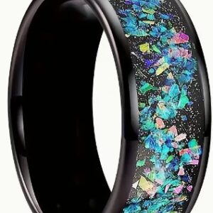 Starry Sky Opal Wedding Band - Stainless Steel Engagement Ring for Men