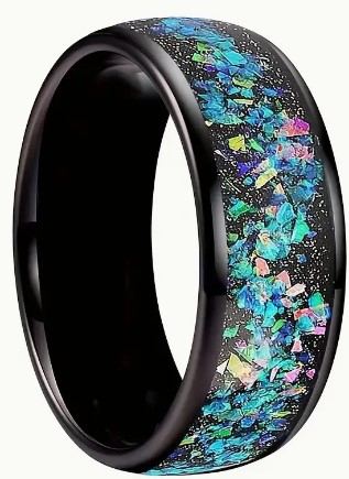 Starry Sky Opal Wedding Band - Stainless Steel Engagement Ring for Men