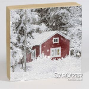 Winter Cabin wood block 4X4"