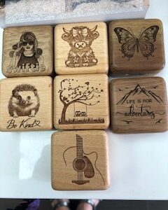 Small wood  boxes with engraving