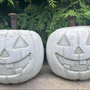 Cement Pumpkin Painted