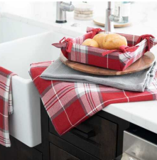 Red Plaid Tea Towel Set  4pc