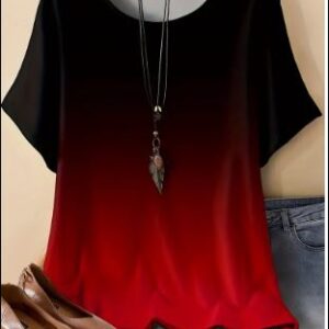 XXL Casual Crew Neck Short Sleeve T-Shirt Deep Red