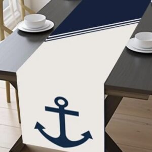 Table Runner nautical w/anchor  13 in x  36in