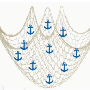 Fishnet white natural with blue anchors