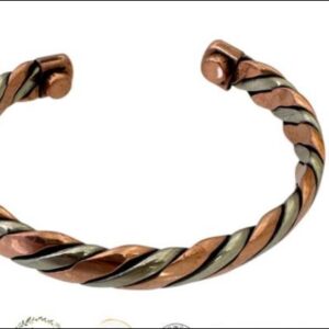Bracelet Magnetic copper silver coated twisted