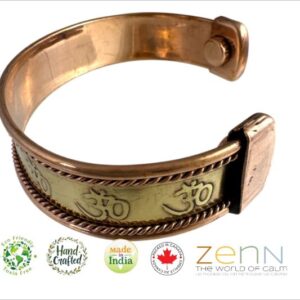 ZenN Pure Magnetic Copper Golden Braided Om Dual Colour Bracelet Unisex